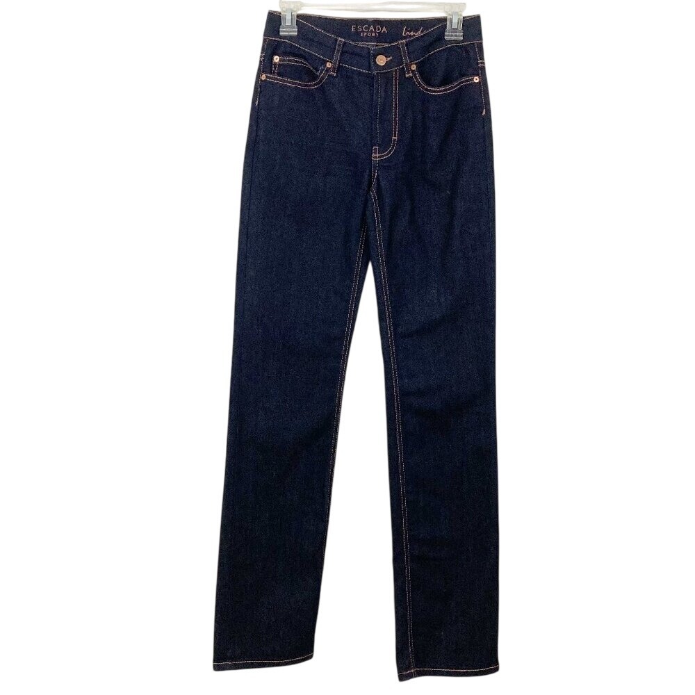 Escada Sport‎ Linda Straight Leg Jeans Size 34 or US 4 Dark Wash Blue Cotton